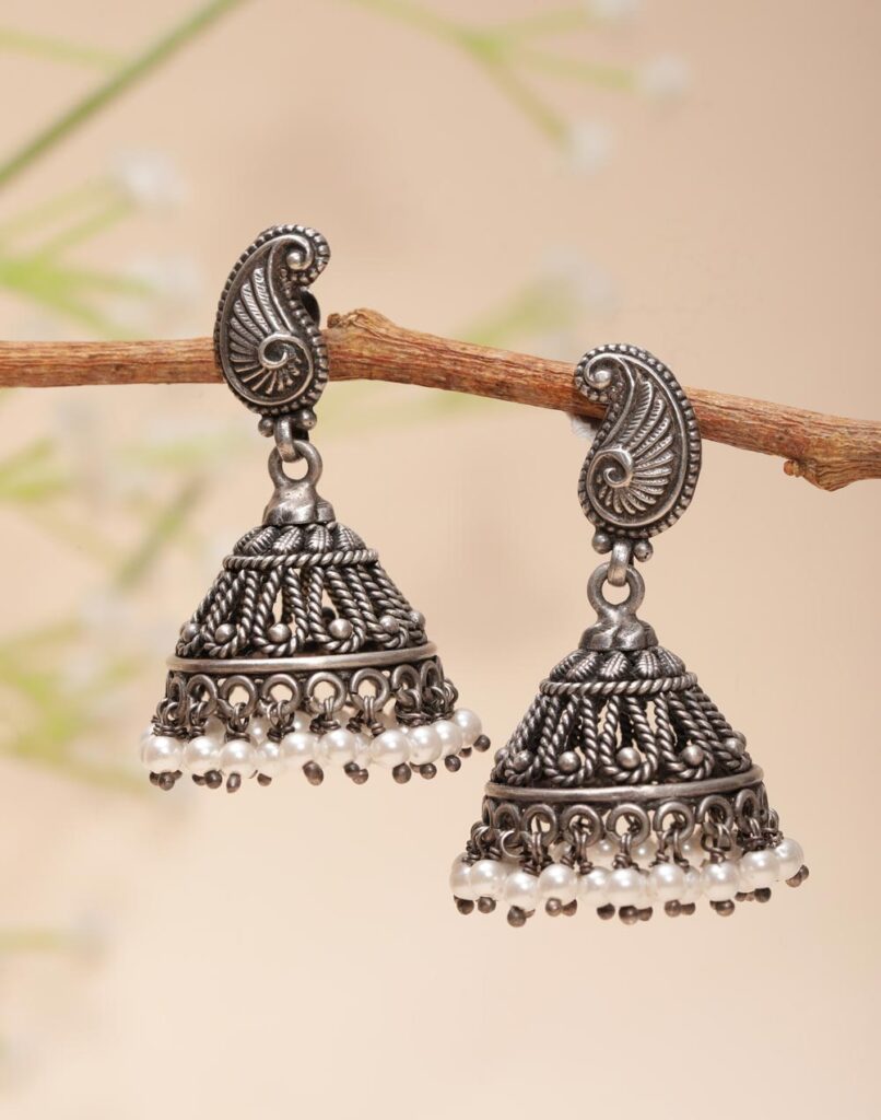 Silver Jhumka Earrings