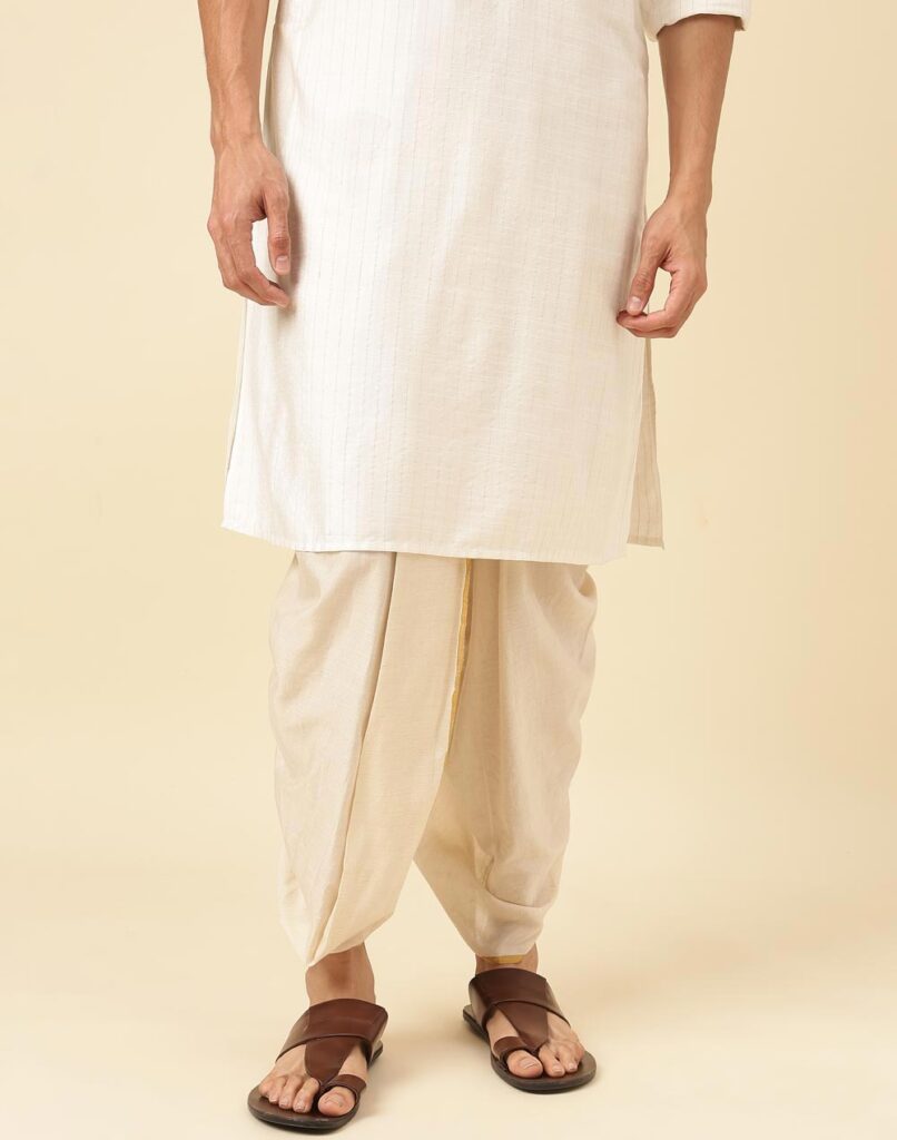 Natural Cotton Silk Blend Woven Dhoti