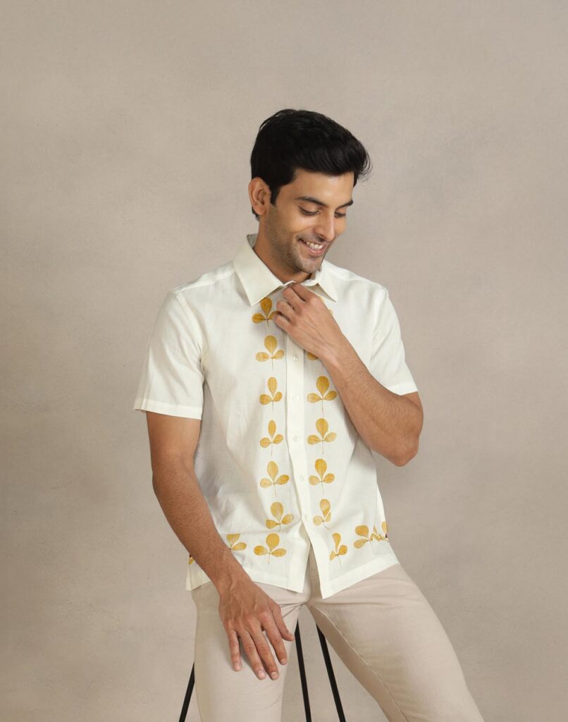 White Cotton Printed Shirt