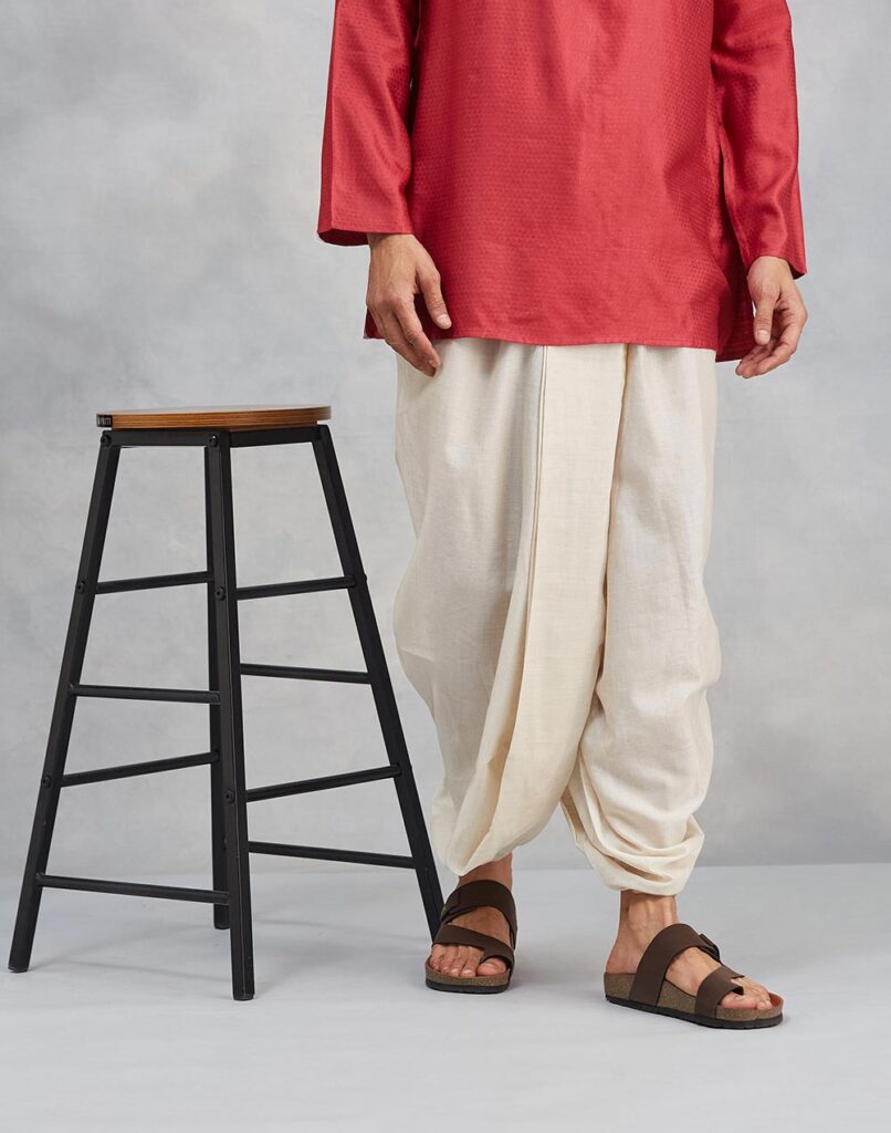 Natural Cotton Silk Blend Striped Dhoti