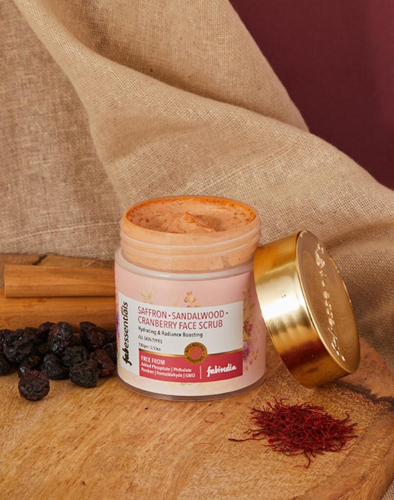 Fabessentials Saffron Sandalwood Cranberry Face Scrub - 100 gm