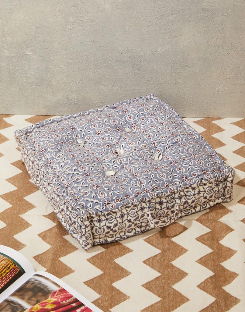 Purple Jamuni Printed Cotton Floor Cushion