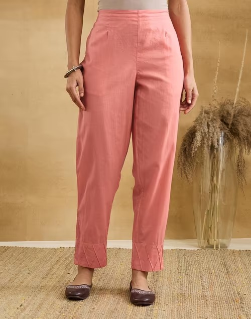 Pink Cotton Ethnic Pant