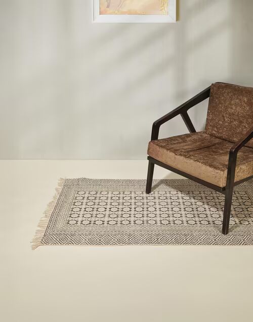 Grey Avishi Printed Cotton Dhurrie