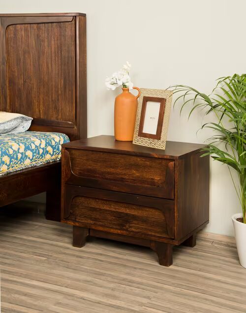Brown Leeds Mango Wood Bedside Table