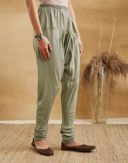 Grey Viscose Silk Churidar