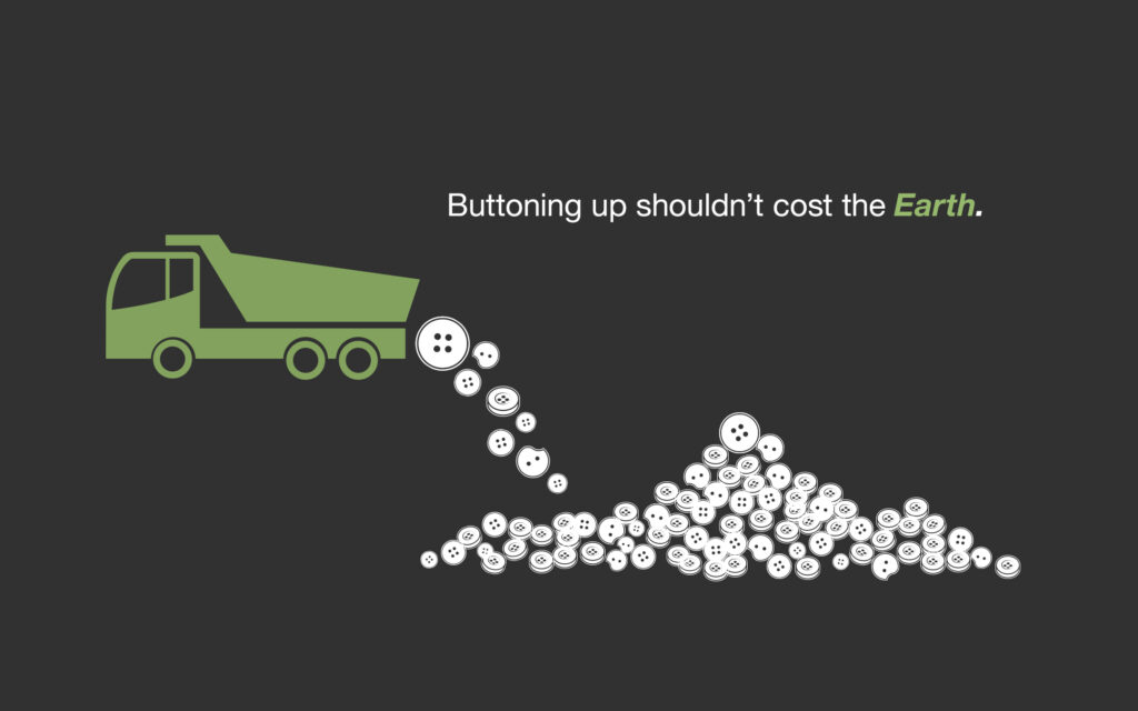 Plastic buttons in landfill