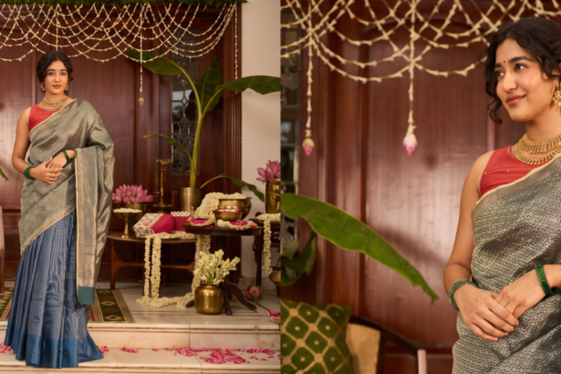 Durga Puja saree guide with laal paar and handloom sarees from Fabindia