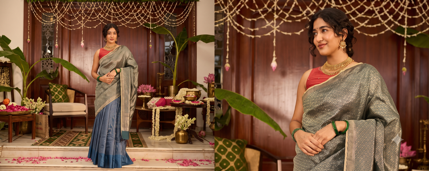 Durga Puja saree guide with laal paar and handloom sarees from Fabindia